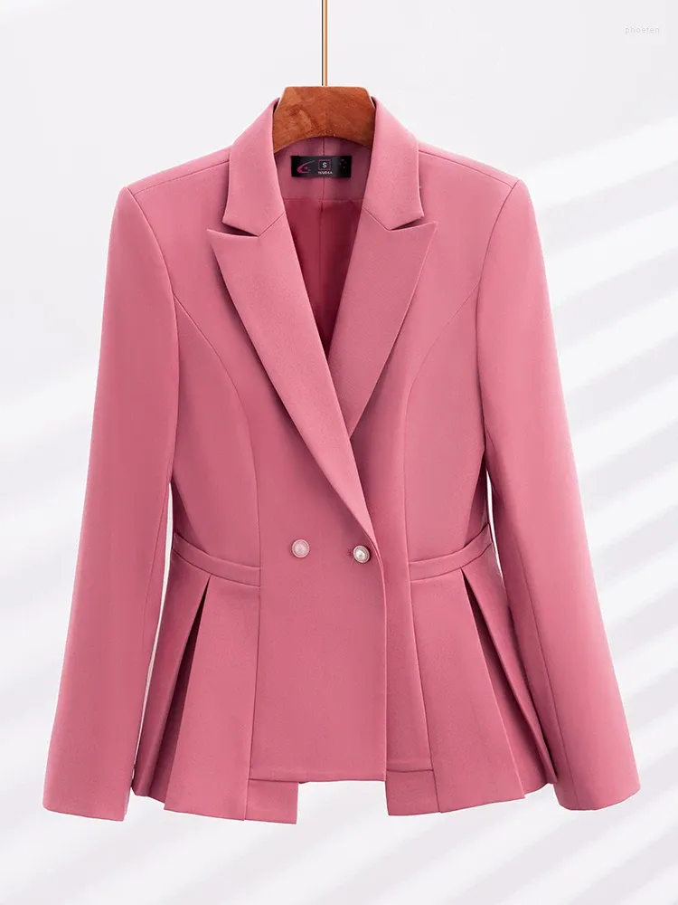 Женские костюмы больших размеров, красный, черный, розовый, деловой пиджак для женщин, осень-зима 2023, офисная женская рабочая куртка с длинными рукавами, модное повседневное пальто