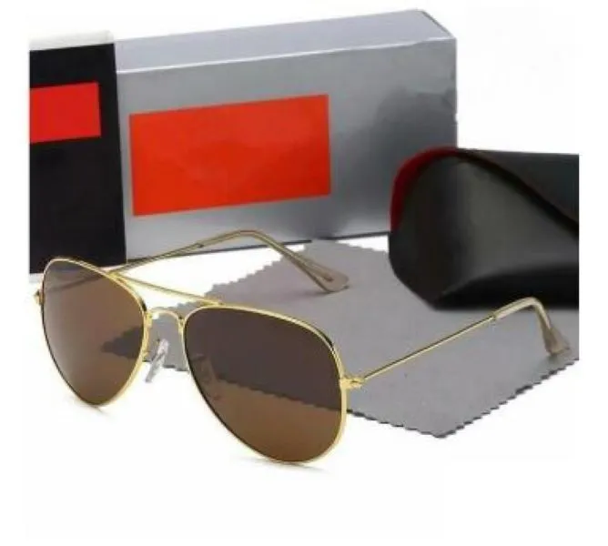 Designer Aviator 3025R Solglasögon för män Rale Ban Glasses Woman UV400 Protection Shades Real Glass Lens Gold Metal Frame Driving Fishing Sunnies With Original Box4