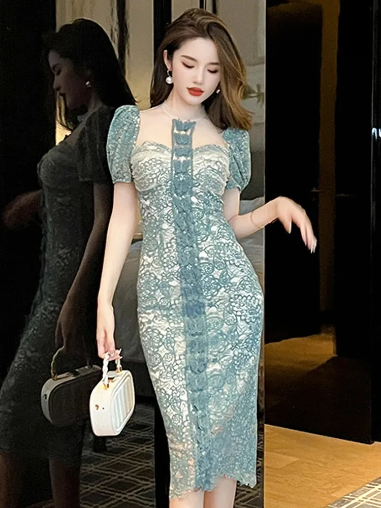 princess polly baby blue dress Pinkblush Blue Lace Overlay Maternity Maxi Dress main image 0