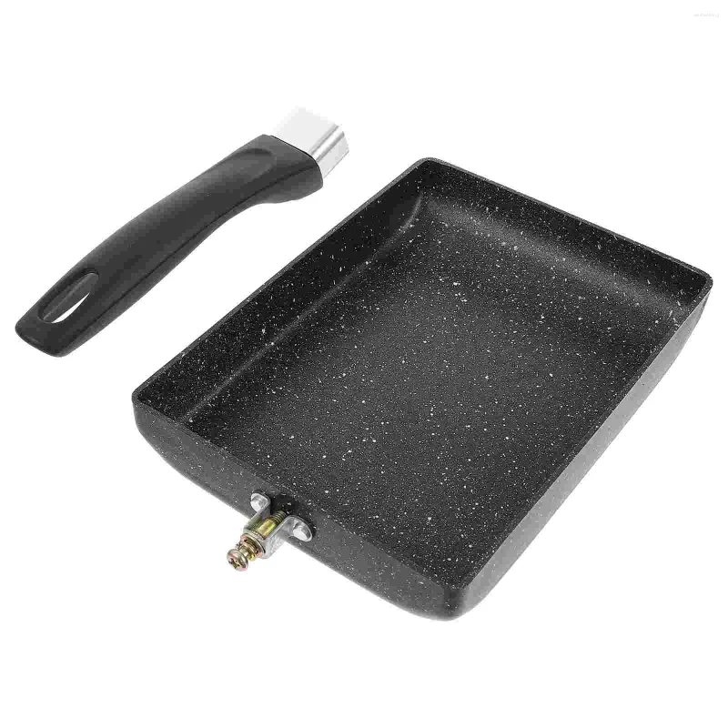 Casseroles Japonais Omelette Pan Oeuf Antiadhésif Friture Grill Carré Pour Petit Déjeuner Cuisinière À Gaz Cuisinière À Induction Poignée Noire