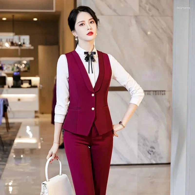 Kvinnors västar Autumn Business Wear Waistcoat Suit Workkläder El Beauty Salon Beautician Front Desk Labor Piece Piece