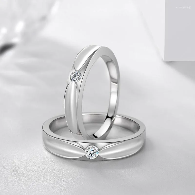 Anneaux de mariage 2pcs / Set Lettre en forme de coeur réglable en cuivre plaqué platine cristal couple bague hommes femmes bijoux en gros goutte