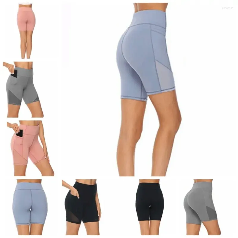 Aktiv shorts Hög midja Yoga byxor Apparel Elasticitet Stretch Betydbarhet Bekväm Biker Gym