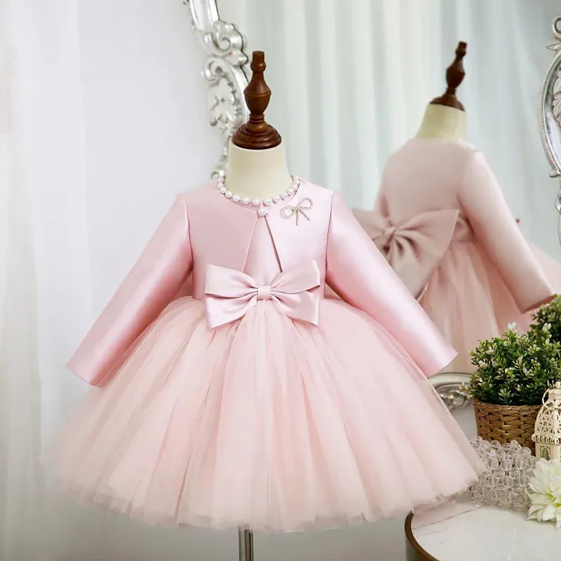 Girl's Knee-Length Dress Spring Autumn Full Sleeve Pink Polyester Princess  Dress with O-Neck Collar and Tutu Decoration from Dhgate Girl's Dresses -  price 55.53