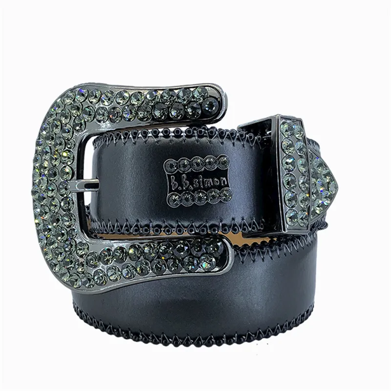 Designer Belt BB Simon Belts For Men Women Shiny Diamond Belt på svartblå vit multicolour med bling strass som gåva s s s