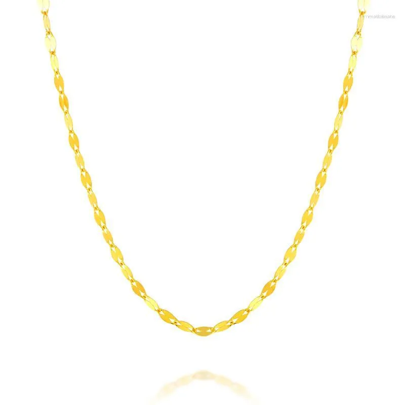 Chaînes MADALENA SARARA Pure 18k Yellow Tile Chain Style Gold Fish Lip Collier 16"18" 20"