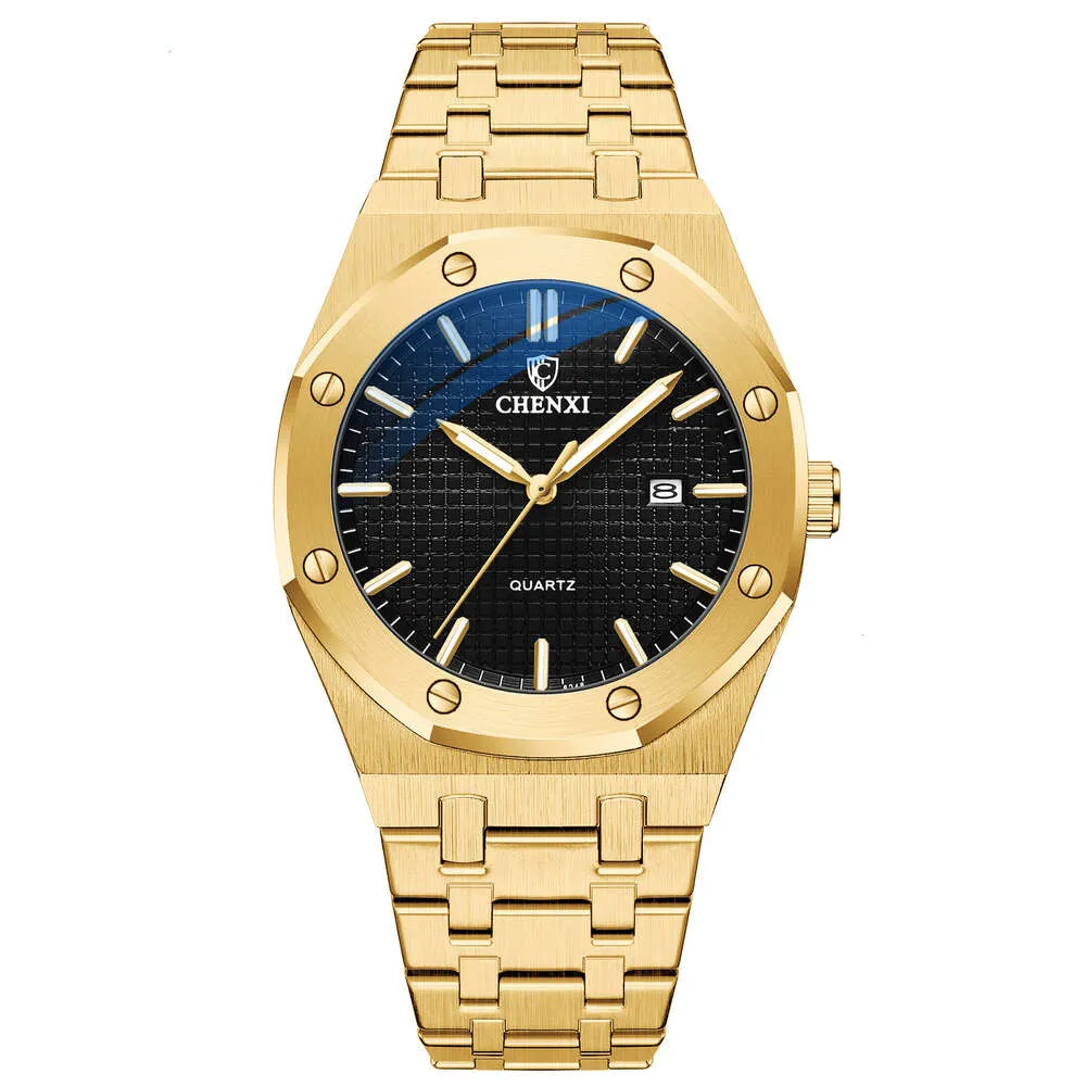 Top Marke Männer Goldene Uhren Royal 3ATM Wasserdicht Edelstahl Mode Business Stahl männer Quarz Armbanduhr Kalender Geschenk Uhr