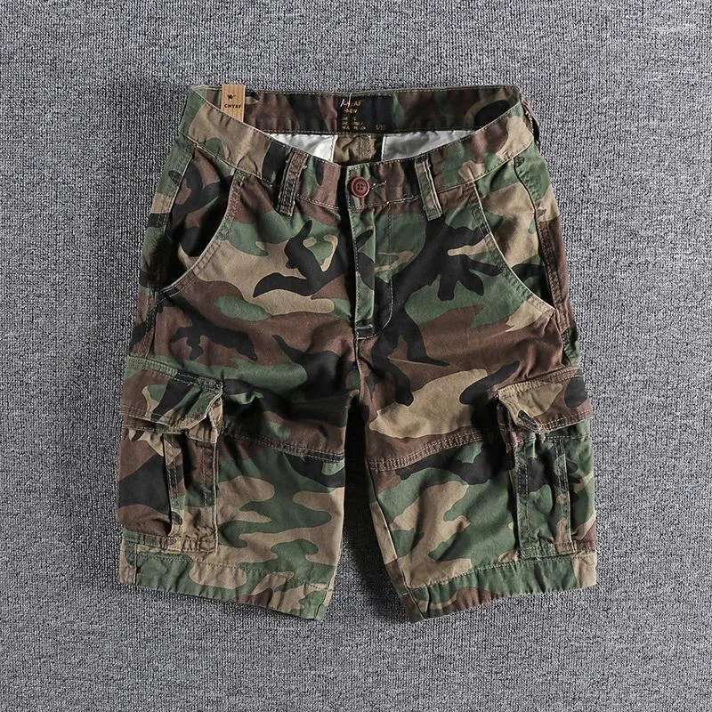 Mäns shorts Summer American Multi-Pocket Camouflae Overalls Sorts Fasion Retro Casual Five-Point Pants Loose Woven