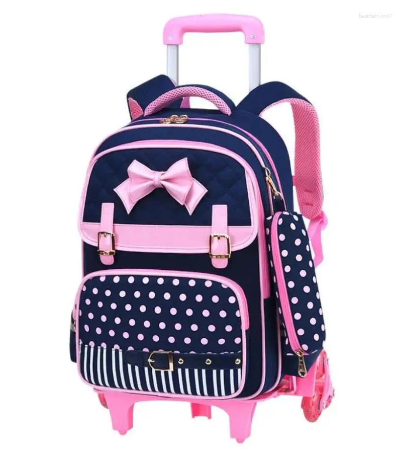 Borse da scuola Zaino con ruote per ragazze Borsa con ruote Carrello portabagagli primario Zaino per bambini su ruote Bookbag