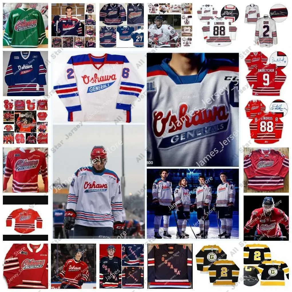 Хоккейные майки Custom OHL Сшитая хоккейная майка Oshawa Generals 40 Дэниел Альтшуллер 56 Джереми Бродер 35 Кен Эпплби 2 Бобби Орр 9 Ред Тилсон 22 Тони