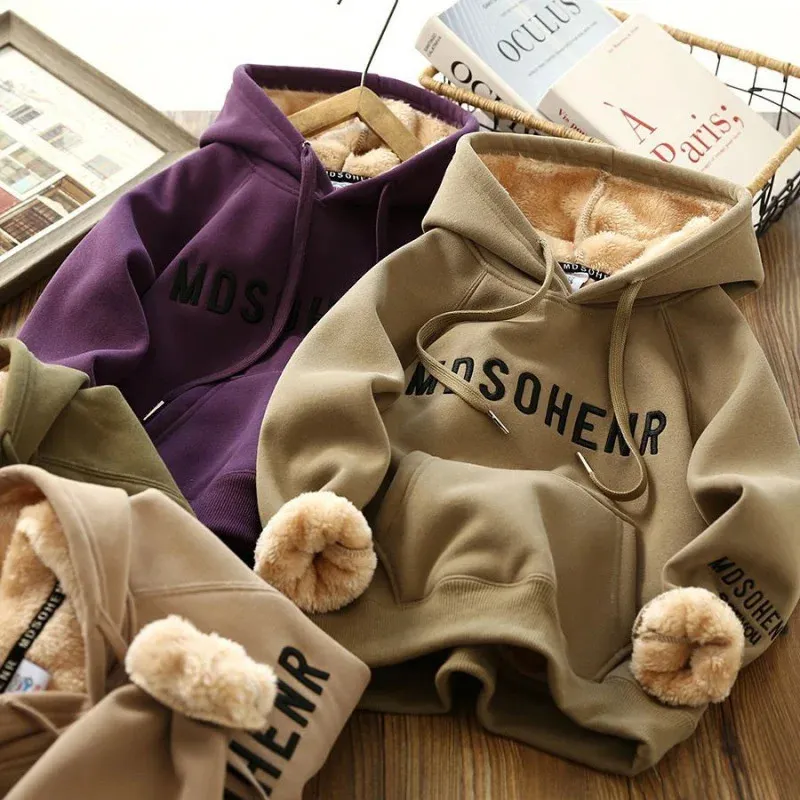 Hoodies Sweatshirts Winter Kids Switch Shirt Clother Clother Autumn Boys Girls Lamb 'مبطنة دافئ الأطفال.