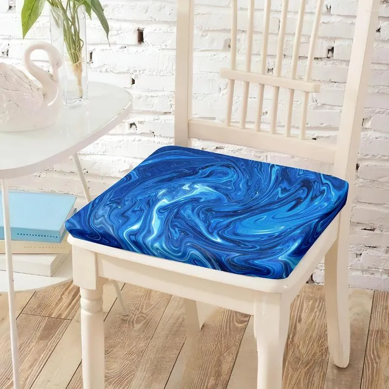 Kussen Blauw Marmeren Bedrukking Stoel Zitkussen Zacht Wasbaar Jas Stoelen Pad Voor Keuken Woonkamer Slaapkamer Balkon Decor