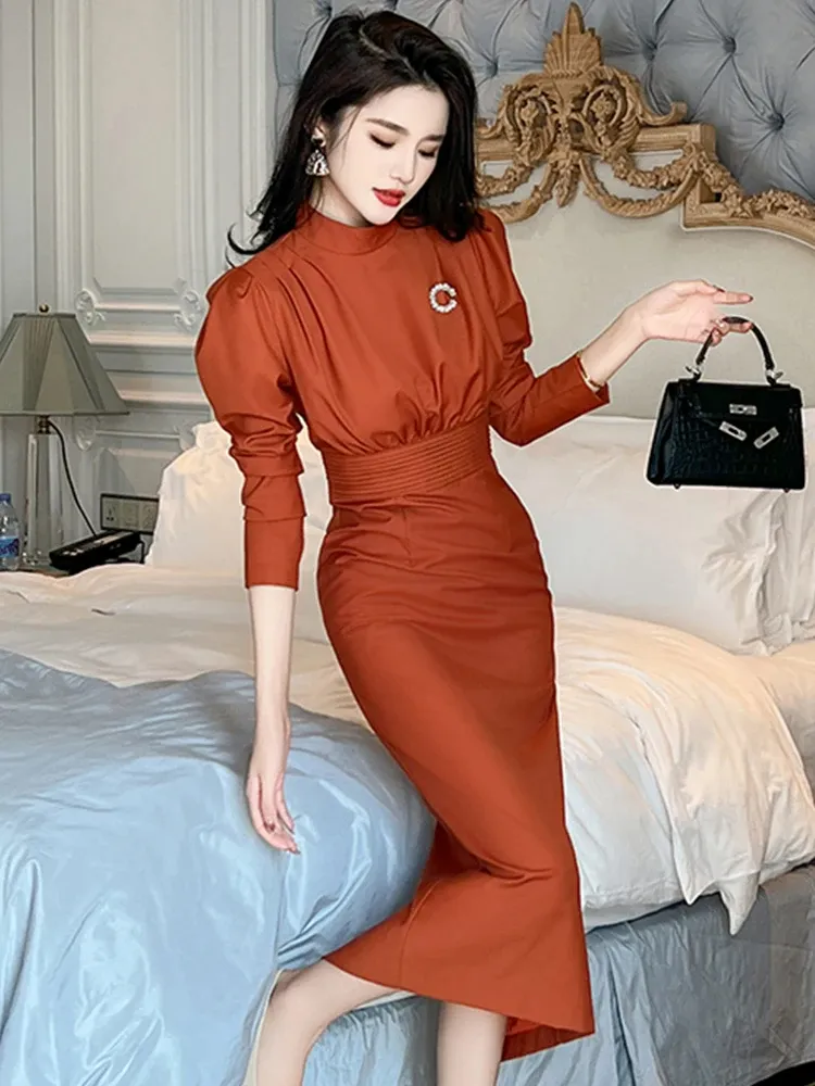 Workwear Satin A-Line Midi Dress with Lapel Neck and Cap Sleeves for Women  from Dhgate Basic & Casual Dresses - price 56.2