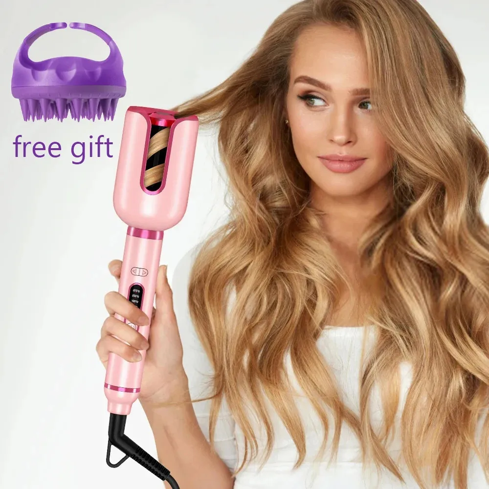 Curling Irons Auto Hair Curling Irons Electric Automatic Ceramic 1 Inch Hair Curler Roterande lockar Vågor Anti-Tangle Curling Waver Large Slot 231021