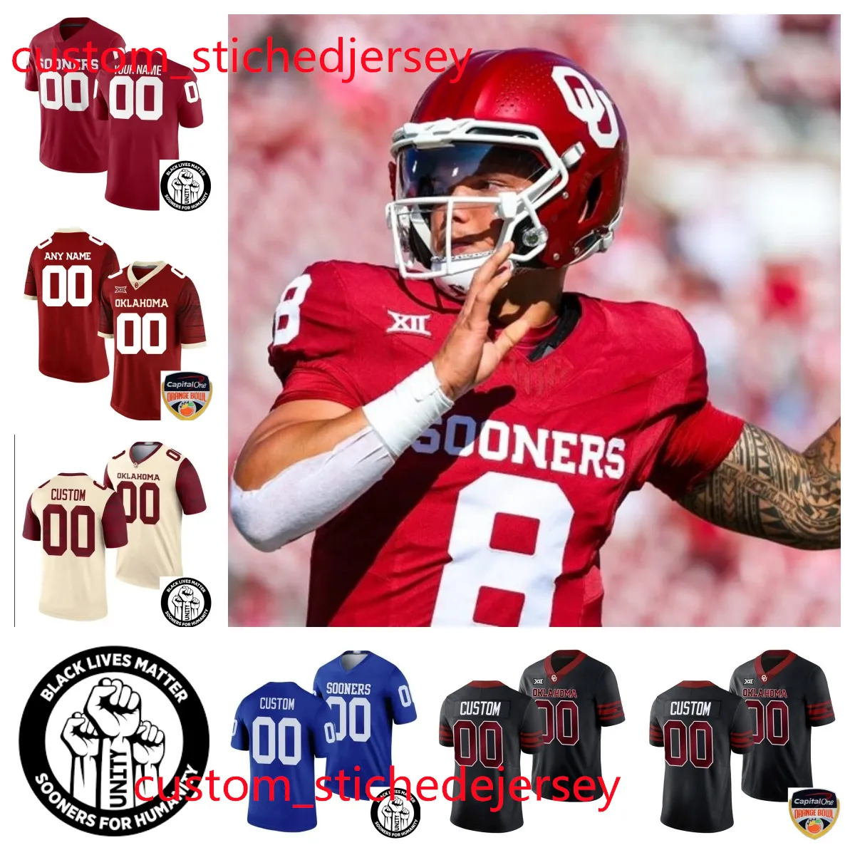 Zion Ragins Xavier Robinson Oklahoma Sooners voetbalshirt McKade Mettauer Andrew Raym Jacob Sexton Gestikt Jalen doet pijn Kyler Murray Baker Mayfie CeeDee Lamb