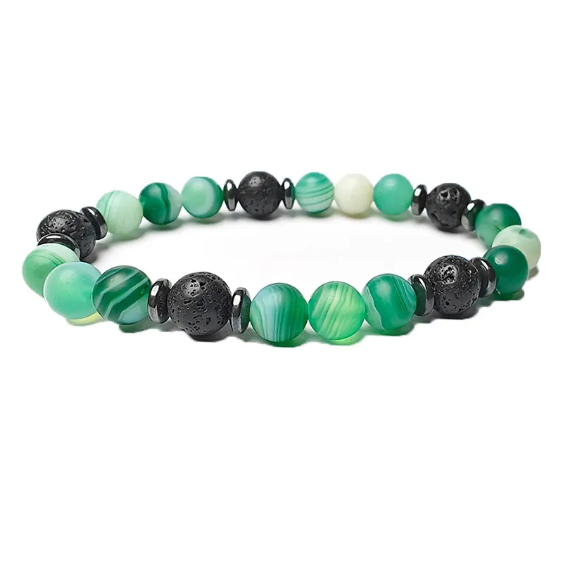 Brins de pierre d'agate de lave naturelle de 8mm, perles, bracelets pour femme et hommes amoureux, charme fait à la main, bijoux énergétiques de Yoga