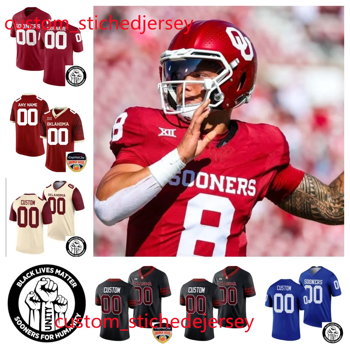 Michael Turk Eric Gray Dillon Gabriel Oklahoma voetbalshirt Micah Bowens Marvin Mims Anton Harrison Gestikt Oklahoma Sooners truien Kyler Murray Baker Mayfie