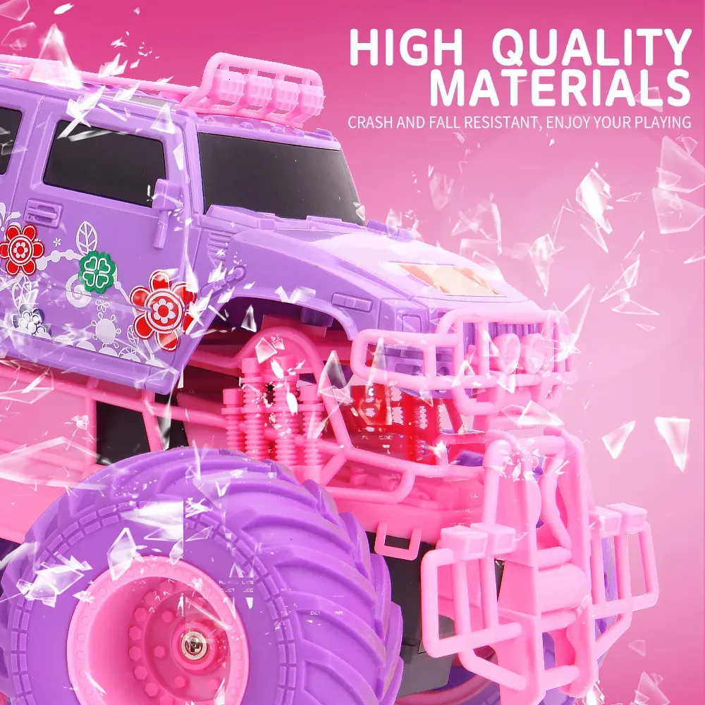 Electric RC Car Pink RC Electric Drive Off Road Big Wheel High Speed Purple Remote Control Trucks Girls Toys For Children 231021 From 15 74 DHgate