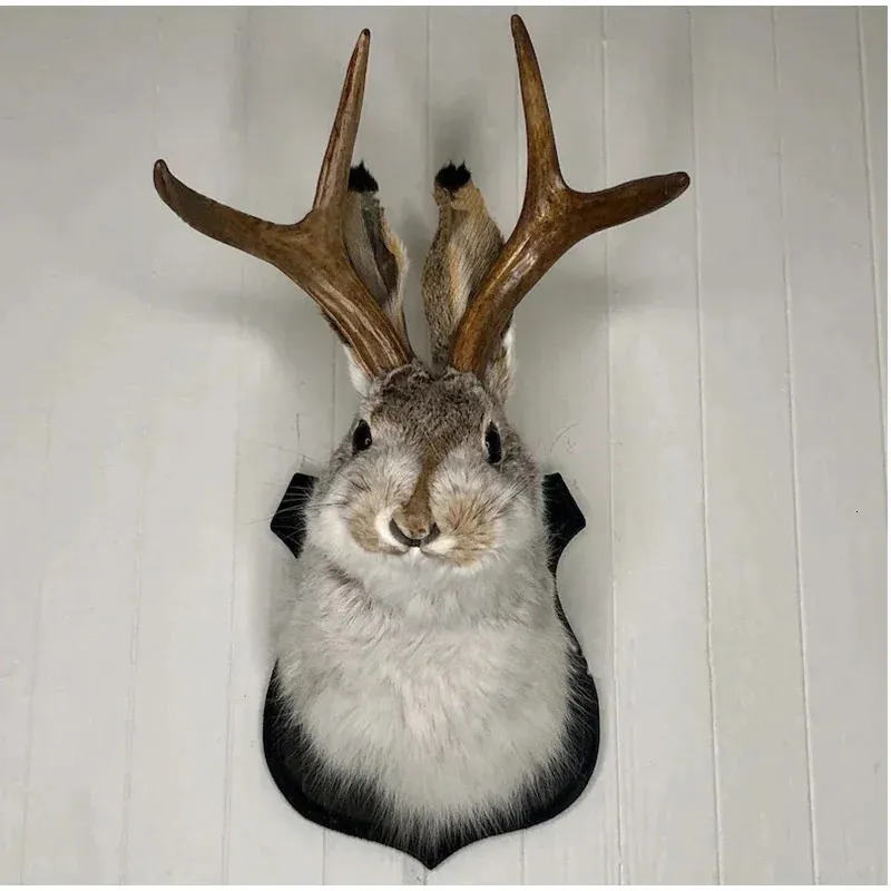 Halloween Antler Rabbit Statue - Abstract Animal Sculpture, Wall ...