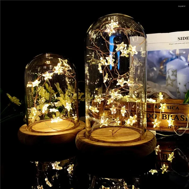 Cuerdas 1M 2M LED Star Copper Wire String Lights Fairy CR2032 Batería Operar Navidad Boda Fiesta Año Decoración