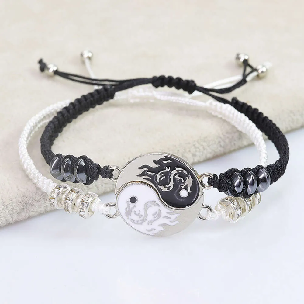 New Dragon Totem Tai Chi Couple Bracelet National Wind Bagua Yin Yang Good Friend Weaving Handrope Bracelets Bundle Vsco Friendship Pulseras Jewelry Wholesale