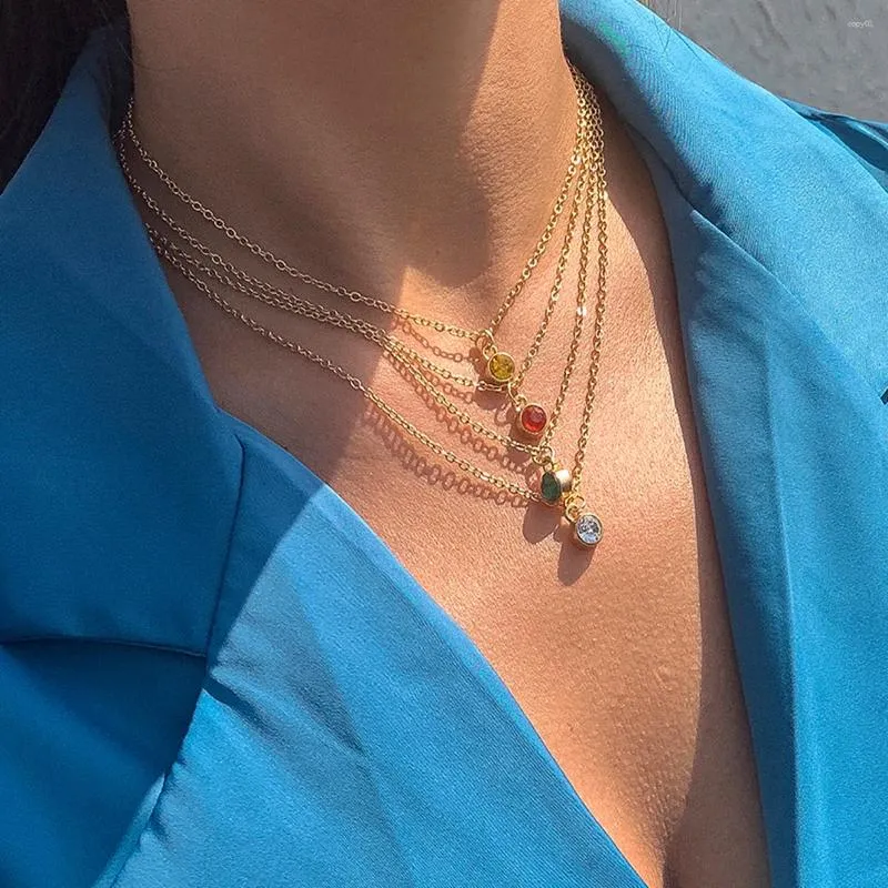 Hänghalsband boho färgglad imitation kristall krage halsband för kvinnor 2023 enkel guld färg metall mode flicka charm smycken