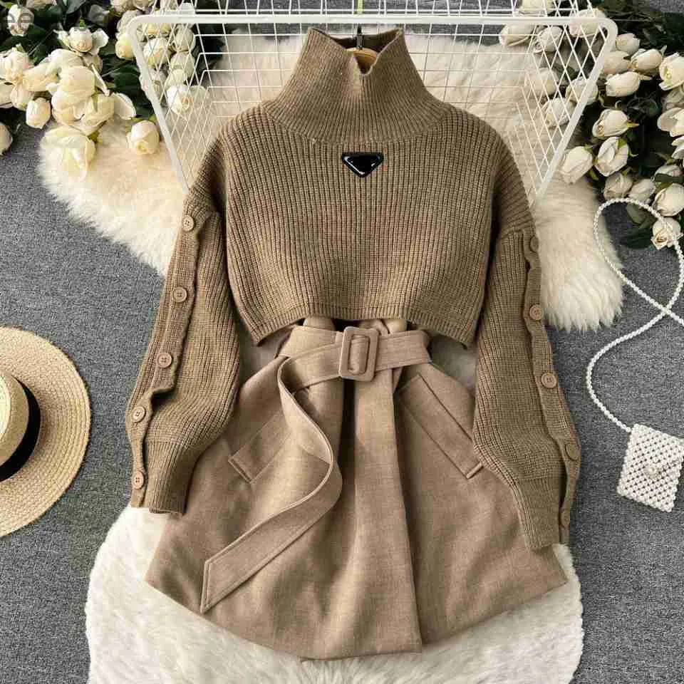 2023 Vintern Gentle Fashion Style Sticked Vest Designer Sweater Temperament Dress Set Kinas förstklassiga huvudmärke skapande