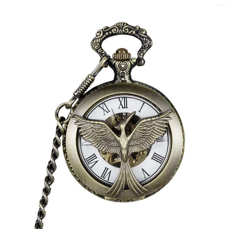 Pocket Watches Bronze Clock med tillbehör Fullmetal Famous Mechanical Necklace Pendant Watch Chain Luxury Presents for Men Women Kids