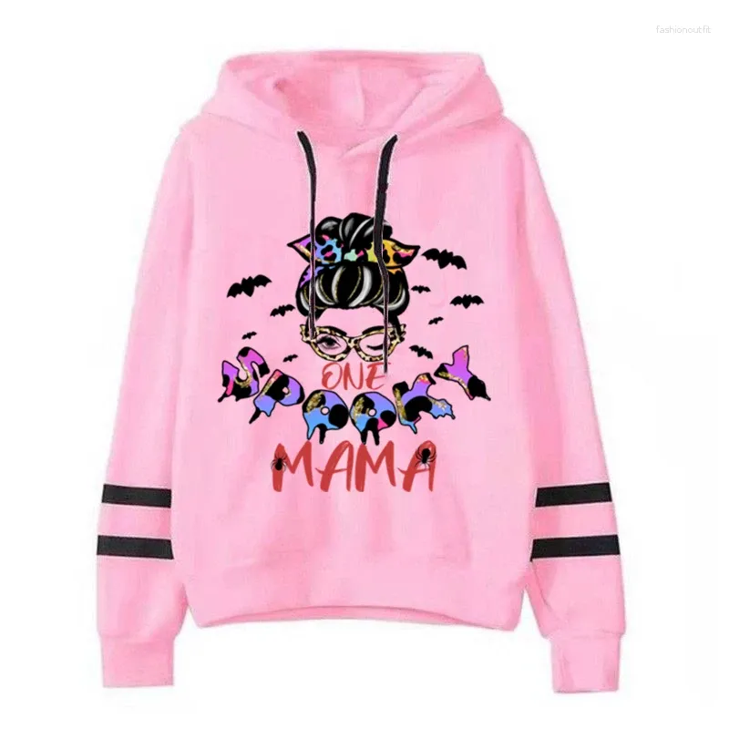 Sweats à capuche pour femmes Spooky Mama Pink 2023 Halloween Sweat-shirt Hip Hop Streetwear Harajuku Grunge 2000s Vêtements Femmes Hommes Y2k Tops Sweat à capuche