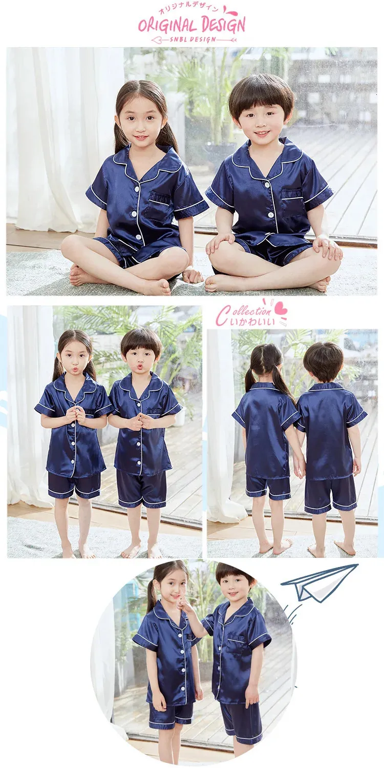 Pyjama Enfant En Soie SWOMOG Ensemble De Pyjama Unisexe En Satin 3
