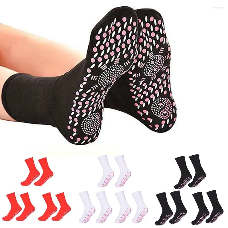 Sports Socks 3pair Self-heating Tourmaline Stimulate Acupuncture Points Anti-fatigue Insoles Heated Black/Red/White Bike Accessories