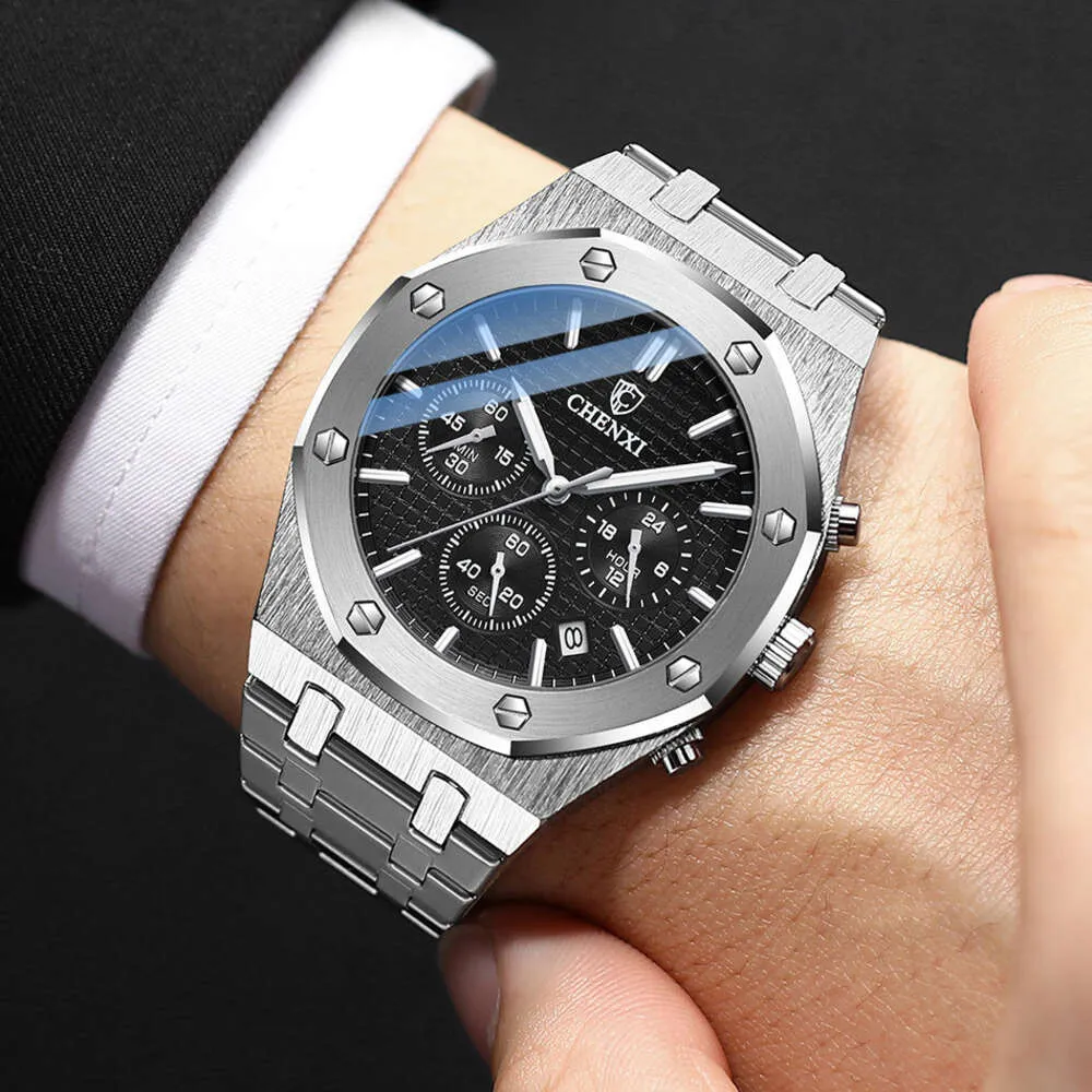 Montres à Quartz pour hommes, en acier inoxydable, étanche, avec calendrier, horloge masculine, 2022