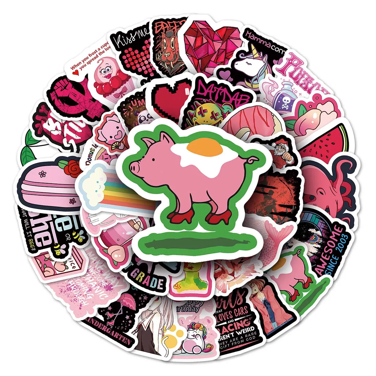 Red Cartoon Graffiti Stickers - Waterproof PVC Decals for Laptops ...