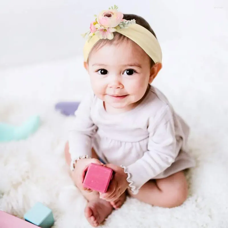 Akcesoria do włosów Baby Girl Headband koronkowe kwiaty elastyczne opaski na głowę opaska dla dziewcząt stały kolor dzieci Toddler Turban