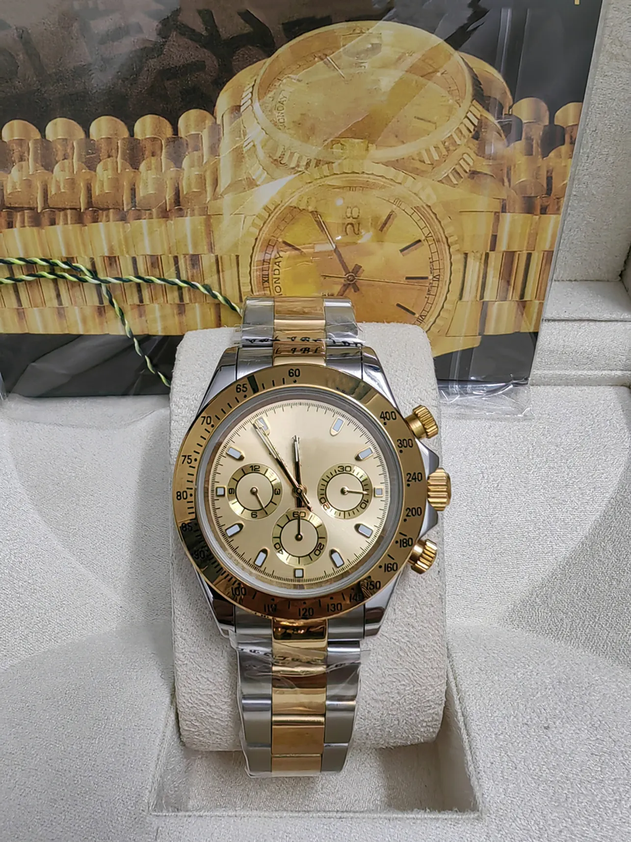 Met originele doos Hoogwaardig horloge 40 mm 116503 116509 116523 Saffier 18K geel goud Geen chronograaf Mechanische automatische herenhorloges 59
