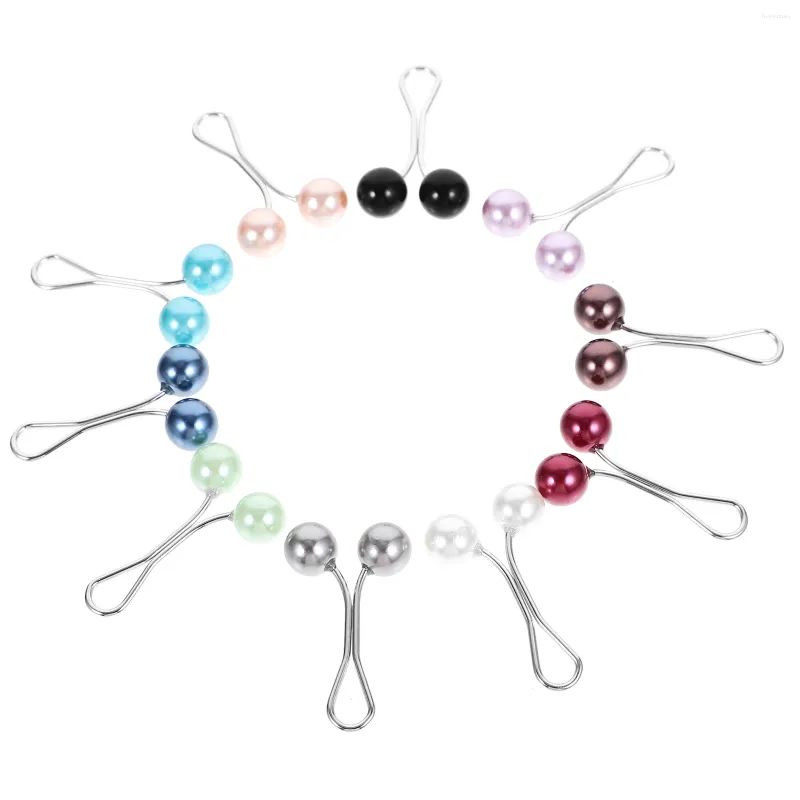 Brooches 24 Pcs Brooch Pearl Silk Scarf Clip Miss Fashion Jewelry Hijab Fixing Fixed Pin Women's Stylish