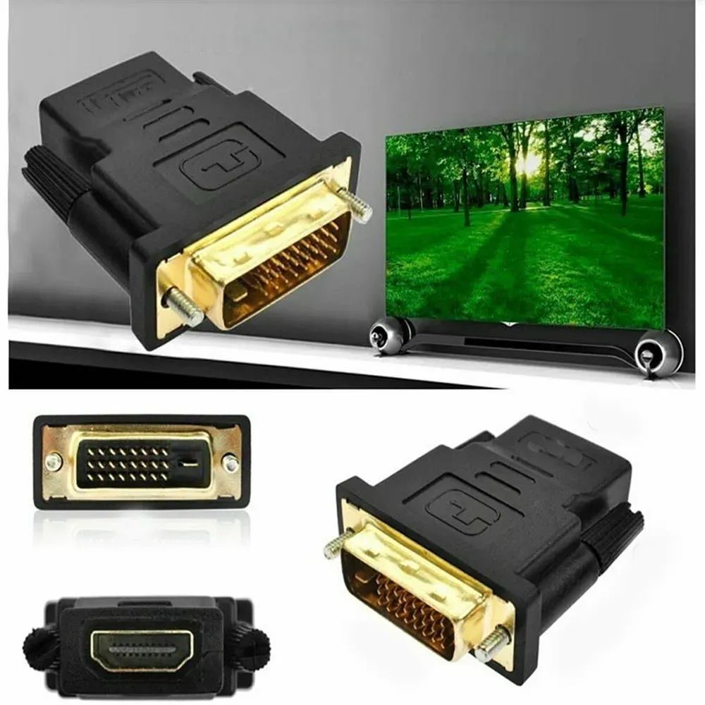 24k Gold Plated Plug Male To Female DVI Converter 1080P For HDTV Projector Monito DVI-24 and1 To HD-MIcompatible Adapter Cables