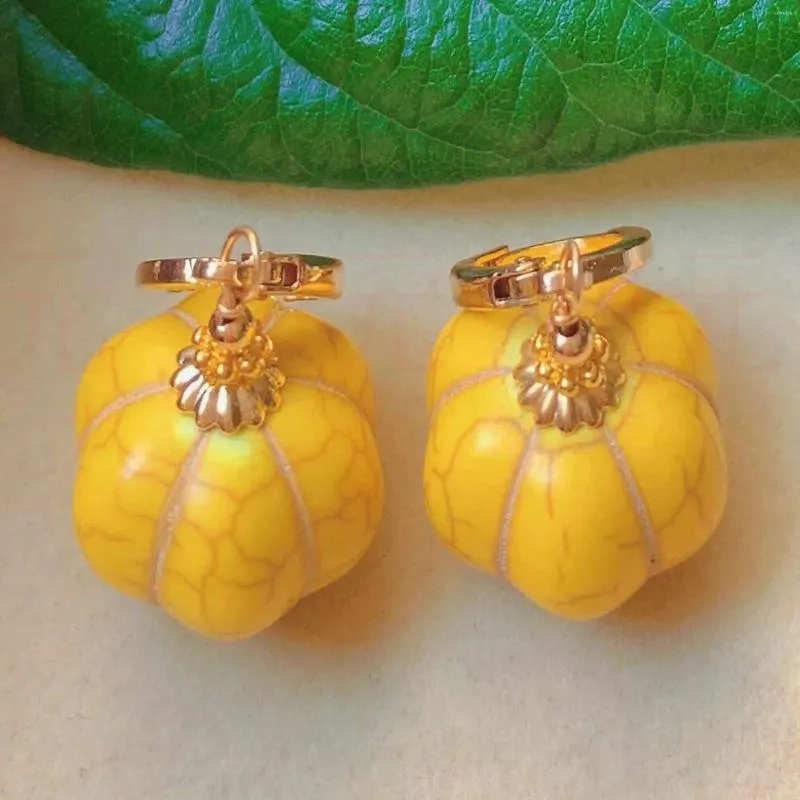 Dangle Earrings Fashion Natural Yellow Pumpkin Turquoise Beads Gold Mother's Day Christmas FOOL'S Party Freshwater Thanksgiving