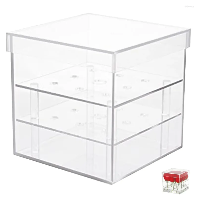 Vases Transparent Rose Box Eternal Flower Case Plastic Containers Clear Holder Glass Preserved Acrylic Cube