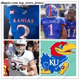 American College Football Wear NCAA Custom Kansas Jayhawks Football Jersey Shakial Taylor Pooka Williams Corione Harris Daylon Charlot Miles Kendrick Johnquai Le