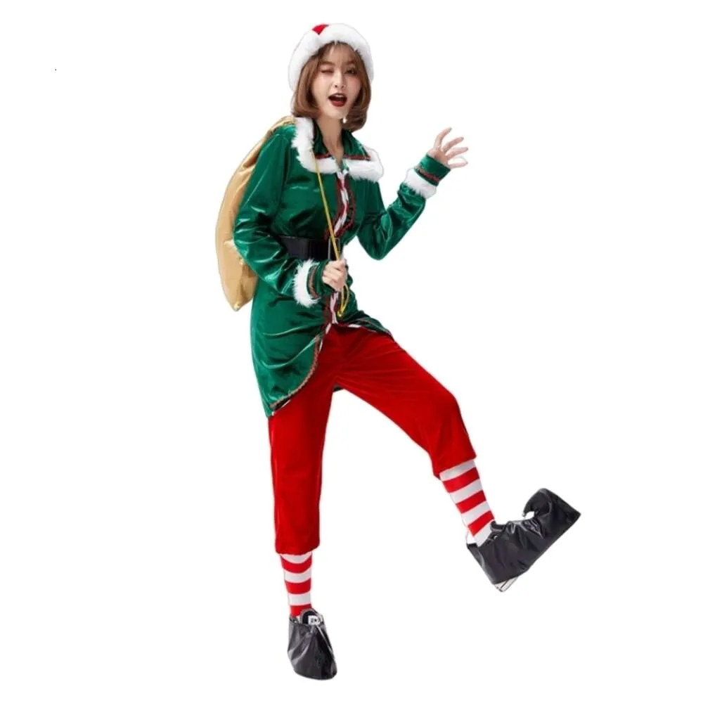 Cosplay Christmas Costume Women Designer Cosplay Cosplay Cosplay Dorosły wielkość luźna kostium świąteczny cosplay zielone elves zabawny kostium Świętego Mikołaja