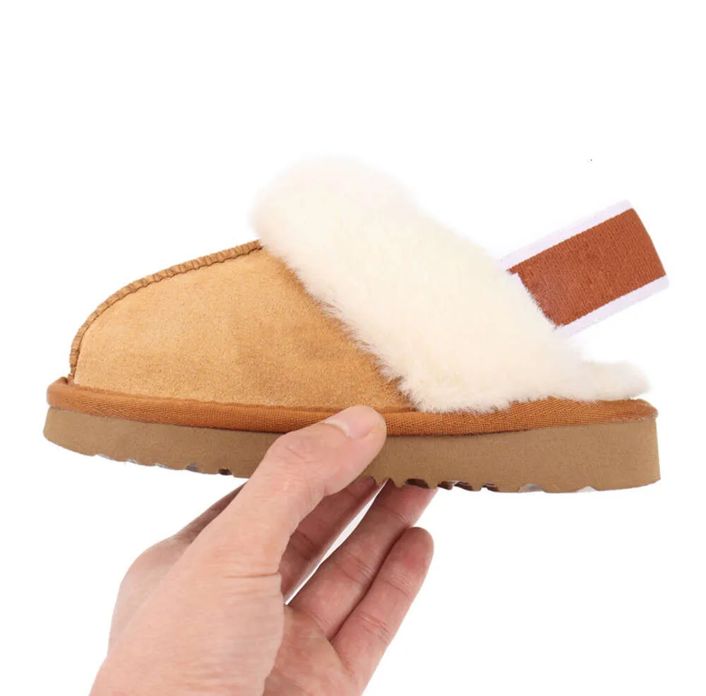 Australie Enfants Tout-petits Tasman II Pantoufles Tazz Chaussures de bébé Diapositives en fourrure de châtaigne Peau de mouton Shearling Classique Ultra Mini Boot Mules d'hiver Bottines en daim fille garçon YI107