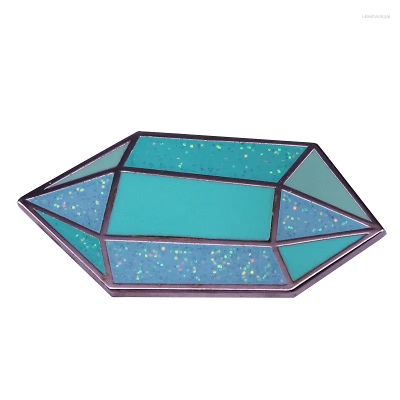 Broches clignotant aigue-marine mars pierre de naissance Quartz cristal émail broche broches Badge épinglette en métal mode bijoux accessoires cadeaux