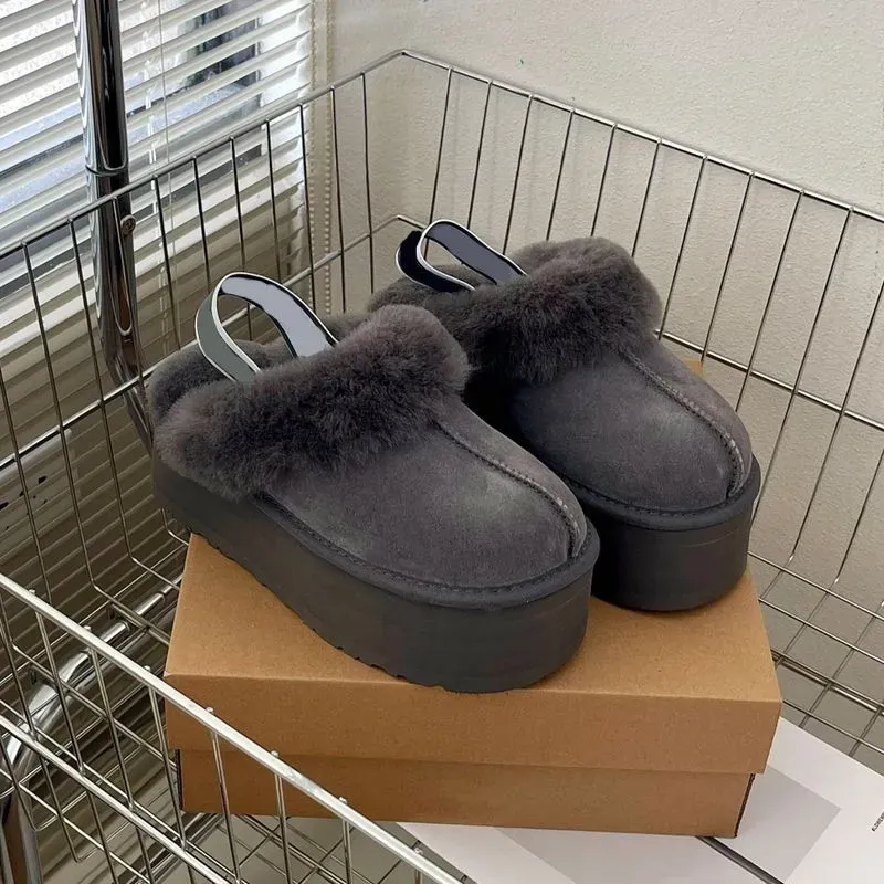 Womens Fashion Suede Cluggette Slipper Ugg With Thick Sole Chestnut Furry Slides Shearling Tazz Mules Slip On Upper And Comfortable Fit For Fall And Winter Available In Sizes 35 40 From Jinzi sports