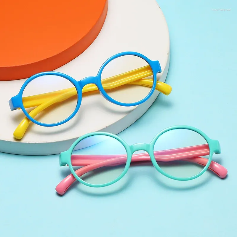 Lunettes de soleil de haute qualité en Silicone souple pour enfants, lunettes Anti-lumière bleue pour enfants, monture mignonne Compatible avec la myopie