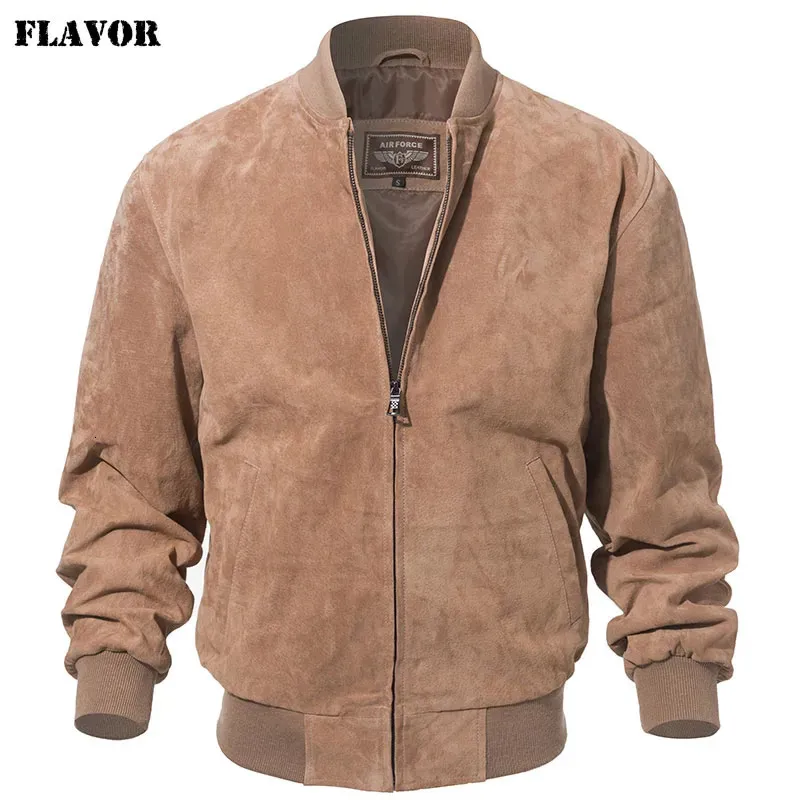 Men's Leather Faux Leather FLAVOR Men Classic Real Pigskin Coat Genuine Baseball Bomber Leather Jacket 231021