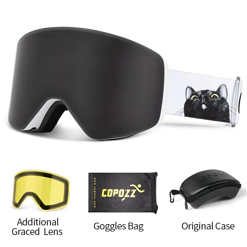 Gafas de esquí COPOZZ Gafas de esquí de invierno profesionales Magnéticas de cambio rápido Capas dobles Gafas de snowboard antivaho Hombres Mujeres Equipo de esquí 231021