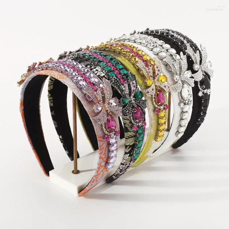 Haarclips Luxe barokke strass zijstrik hoofdband Prachtige veelkleurige kristallen geometrische borduurwerk haarbandaccessoires