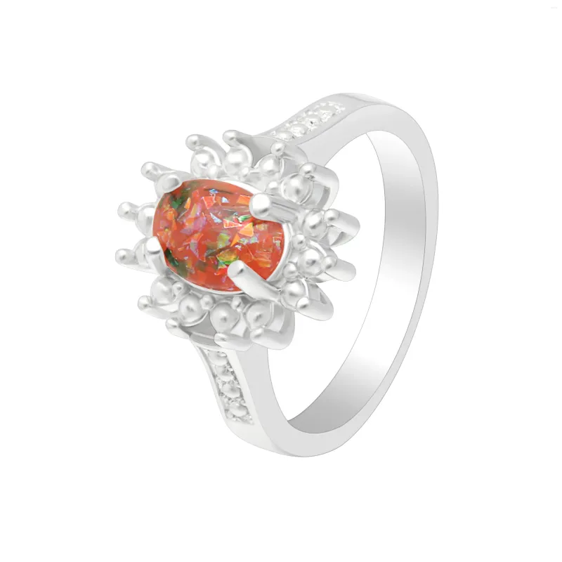 Cluster Rings Hainon Trendy Fire Opal Finger For Women Silver Plated Ring Set 2023 Design Jewelry Sweet Stylish Party