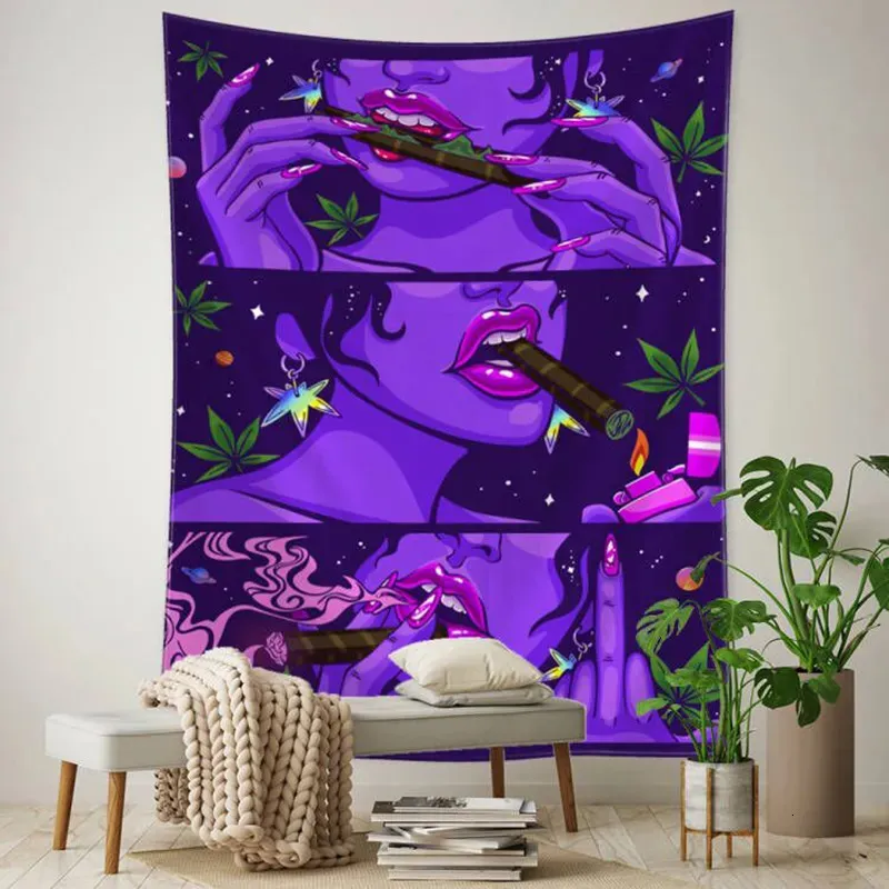 Tapestries hippie vägg stor tapestry hängande psykedelisk rök cool tjej konst mystisk kawaii rum dekor mandala yoga picknick matta ark 231023